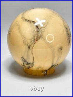 1930 Art Deco Vaseline Uranium Cased Marbled Slag Glass Lamp Shade Globe Ball #2