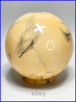 1930 Art Deco Vaseline Uranium Cased Marbled Slag Glass Lamp Shade Globe Ball #2