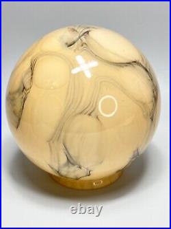 1930 Art Deco Vaseline Uranium Cased Marbled Slag Glass Lamp Shade Globe Ball #2