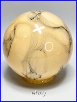 1930 Art Deco Vaseline Uranium Cased Marbled Slag Glass Lamp Shade Globe Ball #2