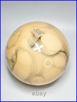 1930 Art Deco Vaseline Uranium Cased Marbled Slag Glass Lamp Shade Globe Ball #2