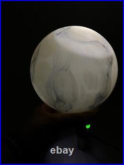 1930 Art Deco Vaseline Uranium Cased Marbled Slag Glass Lamp Shade Globe Ball #2