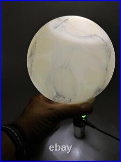 1930 Art Deco Vaseline Uranium Cased Marbled Slag Glass Lamp Shade Globe Ball #2