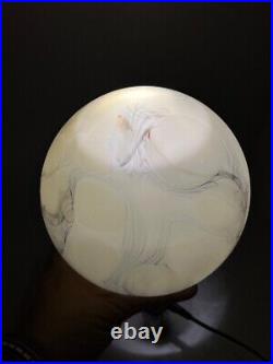 1930 Art Deco Vaseline Uranium Cased Marbled Slag Glass Lamp Shade Globe Ball #2