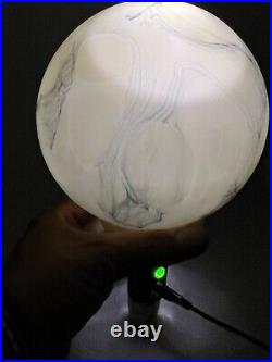 1930 Art Deco Vaseline Uranium Cased Marbled Slag Glass Lamp Shade Globe Ball #2