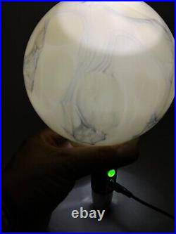 1930 Art Deco Vaseline Uranium Cased Marbled Slag Glass Lamp Shade Globe Ball #2