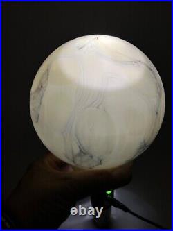 1930 Art Deco Vaseline Uranium Cased Marbled Slag Glass Lamp Shade Globe Ball #2