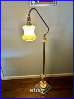 1930's Art Deco Uranium Slag Glass & Chrome Floor Lamp WORKS ABCO MCM