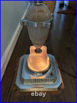 1930's Art Deco Uranium Slag Glass & Chrome Floor Lamp WORKS ABCO MCM