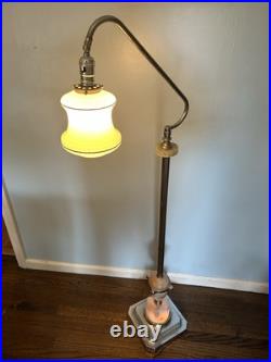 1930's Art Deco Uranium Slag Glass & Chrome Floor Lamp WORKS ABCO MCM