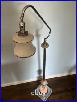 1930's Art Deco Uranium Slag Glass & Chrome Floor Lamp WORKS ABCO MCM