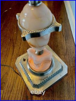 1930's Art Deco Uranium Slag Glass & Chrome Floor Lamp WORKS ABCO MCM