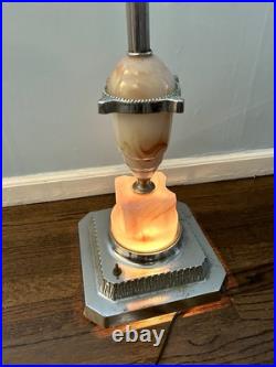 1930's Art Deco Uranium Slag Glass & Chrome Floor Lamp WORKS ABCO MCM