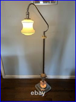1930's Art Deco Uranium Slag Glass & Chrome Floor Lamp WORKS ABCO MCM