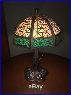 1930s ART NOUVEAU SLAG GLASS LAMP BRADLEY & HUBBARD