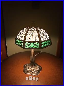1930s ART NOUVEAU SLAG GLASS LAMP BRADLEY & HUBBARD