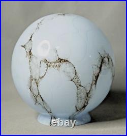 1930s Art Deco Bohemian Cased Marbled Slag Glass Lamp Shade Blue Globe Ball