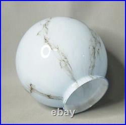 1930s Art Deco Bohemian Cased Marbled Slag Glass Lamp Shade Blue Globe Ball