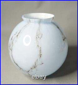 1930s Art Deco Bohemian Cased Marbled Slag Glass Lamp Shade Blue Globe Ball