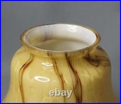 1930s Art Deco Bohemian Cream Cased Marbled Glass Lamp Light Shade Slag Bell