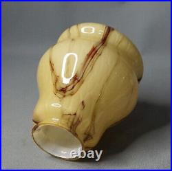 1930s Art Deco Bohemian Cream Cased Marbled Glass Lamp Light Shade Slag Bell