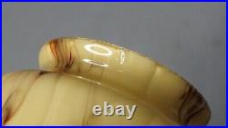 1930s Art Deco Bohemian Cream Cased Marbled Glass Lamp Light Shade Slag Bell