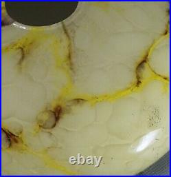 1930s Art Deco Bohemian Cream Cased Marbled Glass Lamp Shade Caramel Yellow Slag