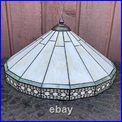 19 1/2 Vintage Spectrum Stained Slag Glass Lamp Shade Tiffany Style