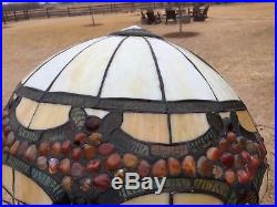 20659 Vintage Large Stained Slag Glass LAMP SHADE Light Fixture Globe