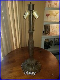 20 Antique Miller Oak Leaf Slag Glass Lamp Tiffany, Handel B&H era