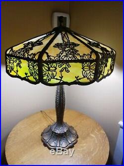 20 Antique Miller Oak Leaf Slag Glass Lamp Tiffany, Handel era