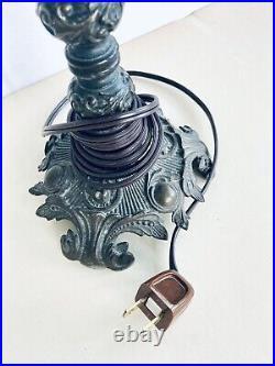 20 Blue Stained-Glass Tulip Slag Table Lamp Nightstand Retro 60s Home MCM Art 20 Blue Stained-Glass Tulip Slag Table Lamp Nightstand Retro 60s Home MCM Art