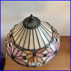 20 Floral Tiffany Style Slag Glass Lamp With Metal Base