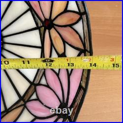 20 Floral Tiffany Style Slag Glass Lamp With Metal Base