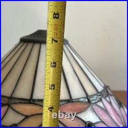 20 Floral Tiffany Style Slag Glass Lamp With Metal Base