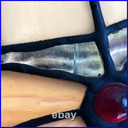 20 Floral Tiffany Style Slag Glass Lamp With Metal Base