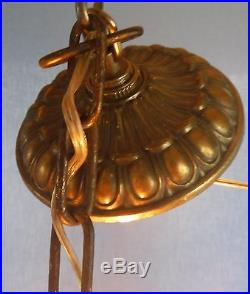 21 Antique Bent Slag Glass 8 Panel Arts Crafts Hanging Chandelier Lamp Light