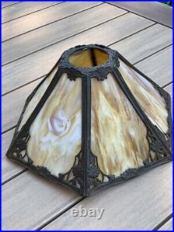 22H antique slag glass lamp