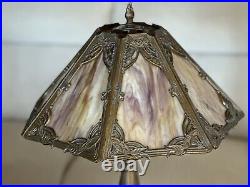 22 H Dale Tiffany Style Slag Glass Table Lamp /very Heavy Lamp