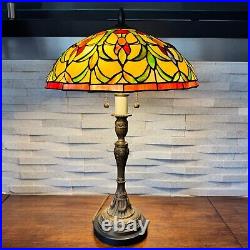 22 Vintage Tiffany Style Double Socket Table Lamp Bronze/Cast Metal Base Beauty 22 Vintage Tiffany Style Double Socket Table Lamp Bronze/Cast Metal Base Beauty