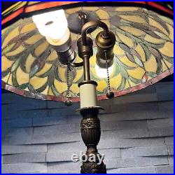 22 Vintage Tiffany Style Double Socket Table Lamp Bronze/Cast Metal Base Beauty 22 Vintage Tiffany Style Double Socket Table Lamp Bronze/Cast Metal Base Beauty