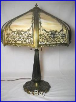 24 Antique Slag Glass Art Nouveau Table Lamp Handel Miller B & H Era Gorgeous