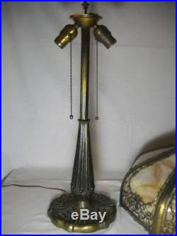 24 Antique Slag Glass Art Nouveau Table Lamp Handel Miller B & H Era Gorgeous