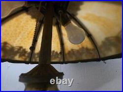 24 Bent Slag Glass Lamp 8 Panels, Circa 1920's