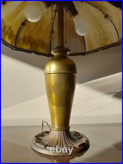 24 Bent Slag Glass Lamp 8 Panels, Circa 1920's