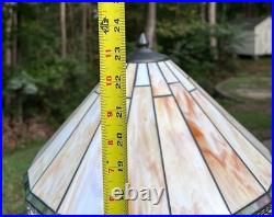 24 H Vintage TIFFANY-STYLE Arts & Crafts Mission Stained Slag Glass Table Lamp