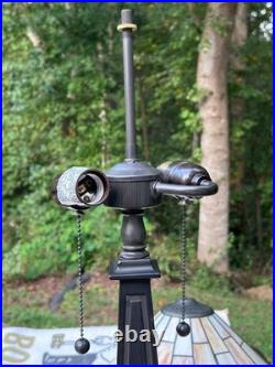 24 H Vintage TIFFANY-STYLE Arts & Crafts Mission Stained Slag Glass Table Lamp