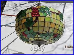 24 Leaded Stained Slag Glass Ceiling Lamp Chandelier Bradley/Hubbard/Handel era