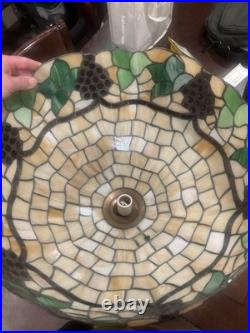24 Stained Slag Glass Lamp Grape Clusters on Vine Tiffany Style