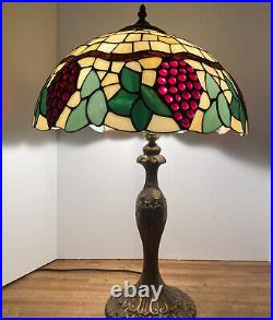 24 Stained Slag Glass Lamp Grape Clusters on Vine Tiffany Style 24 Stained Slag Glass Lamp Grape Clusters on Vine Tiffany Style